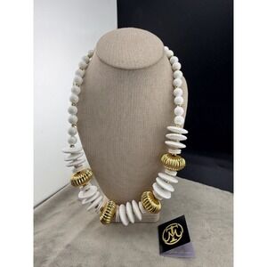 Vintage Miss Tina Necklace White Gold Beaded HSN 80s 23”‎ READ